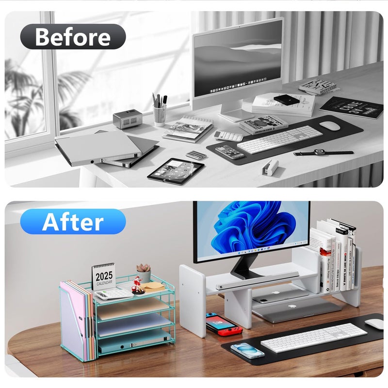 gianotter 4-Tier Paper Organizer With Magazine Holder, Desk Organizers and Accessories, Desk Accessories & Workspace Organizers, File Organizer for Office Supplies Storag (Blue, 4-Tier) - Image 3