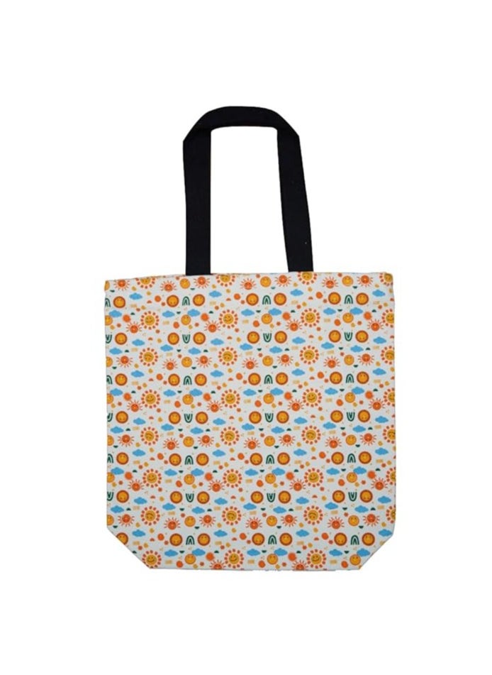 Earthsafe earthsave Canvas Tote Bag for Women | Printed Multipurpose Cotton Bags | Cute Hand Bag for Girls | Best for College, Travel, Grocery | Reusable Shopping Bag | Eco-Friendly Tote Bag Print : Sun 