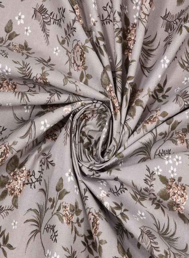 Bella Casa Double Bedsheet Set Cotton King Size With 2 Pillow Covers Floral Design Grey Colour - Stella Collection, 180 tc - Image 4