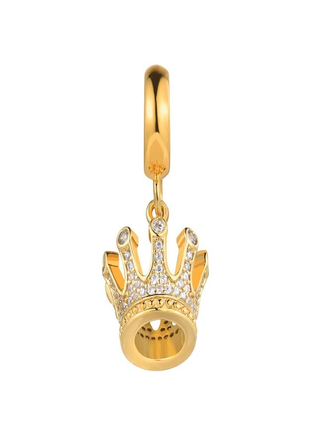 KunBead Gold Sparkling Princess Queen Crown Dangle Birthday Charms Compatible with Pandora Charm Bracelet for Women - Image 1