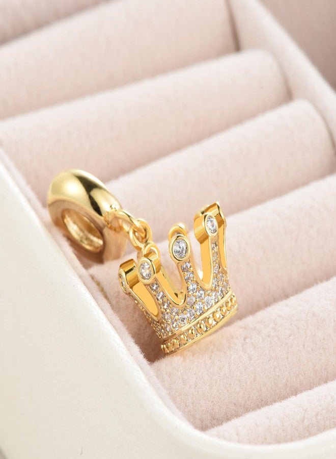 KunBead Gold Sparkling Princess Queen Crown Dangle Birthday Charms Compatible with Pandora Charm Bracelet for Women - Image 2