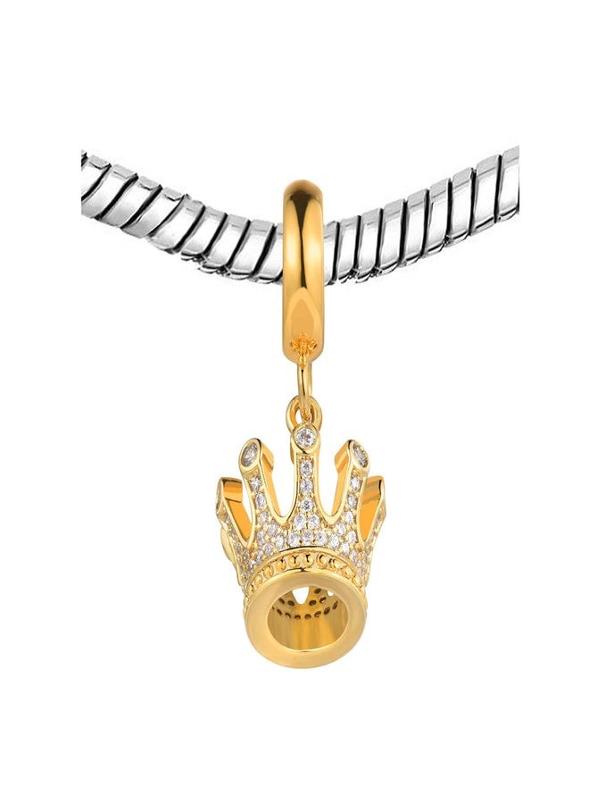 KunBead Gold Sparkling Princess Queen Crown Dangle Birthday Charms Compatible with Pandora Charm Bracelet for Women - Image 3