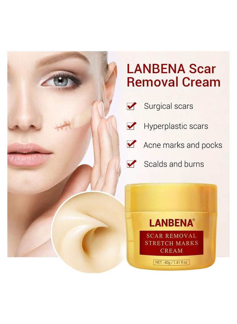 LANBENA - LANBENA Scar Removal Stretch Marks Cream Fade Acne and Pocks Soften Scars Resulting from Surgery, Injury, Burns and Scar Skin Repair Gel for Face & Body 40 g - Image 1