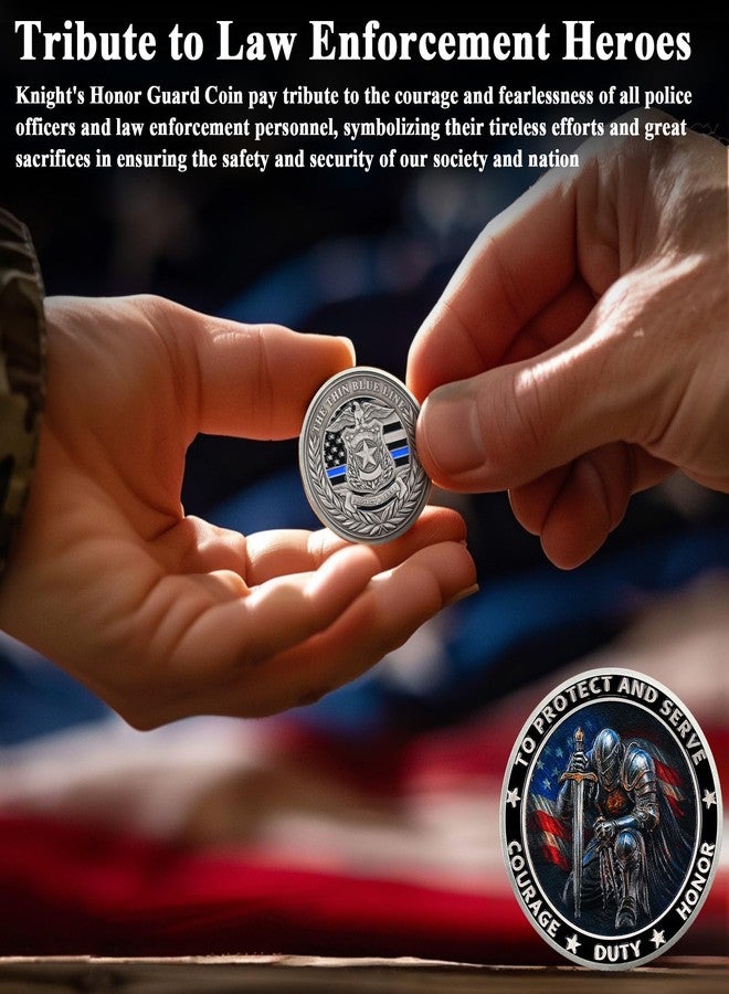 ASmileIndeep Knight Guardian Challenge Coin - Police Challenge Coin -Thin Blue Line Law Enforcement Hero Medallion - Honor Police Officers Knight Protect Commemorative Gifts - Image 5