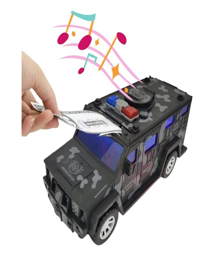 4AJ BAZAAR Military Car Money Safe Box for Kids Piggy Coin Cash Savings Box Bump N Go Military Truck Lights Sound, Multicolor, Modern - Image 1