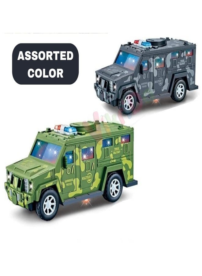 4AJ BAZAAR Military Car Money Safe Box for Kids Piggy Coin Cash Savings Box Bump N Go Military Truck Lights Sound, Multicolor, Modern - Image 4