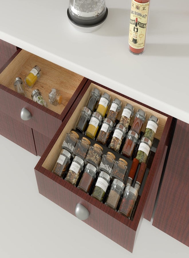 Sezanrpt Adjustable Acrylic Spice Drawer Organizer Rack, Spice Drawer Organizer Shelf Expandable From 8 Inch to 16 Inch, Acrylic Drawer Organizer for Seasoning Jars - Image 3
