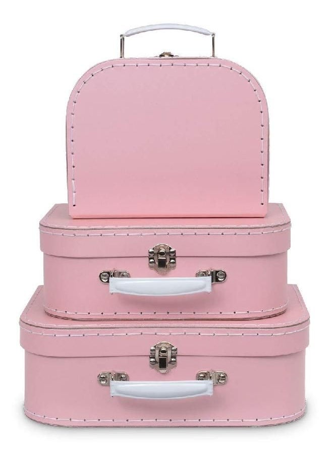 JewelKeeper - Jewelkeeper Paperboard Vintage Suitcase - Mini Suitcases Decor - Cardboard Suitcase for Antique Travel Decorations - Mini Luggage Gift Box - 3 Decorative Storage Gift Boxes for Birthday or Wedding - Image 1