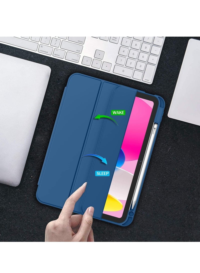 Raxoom iPad 10th Generation Case (10.9 Inch, 2022) â€“ Smart Case with Pencil Holder, Soft TPU Back, Auto Wake/Sleep Support â€“ Navy Blue - Image 5