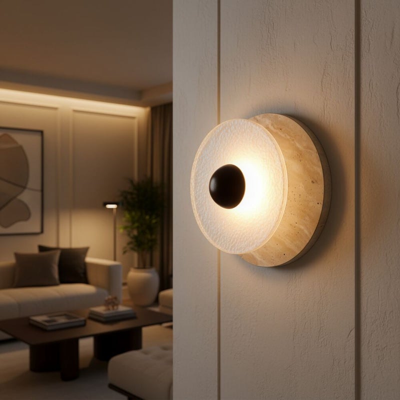DANUBE HOME Arlo Wall Lamp Contemporary Indoor Wall Lamps Wall Mounted Lanterns Built in LED Modern Design Indoor Lighting For Bedroom Dining Living Room L33xW30xH30cm-Beige - Image 1