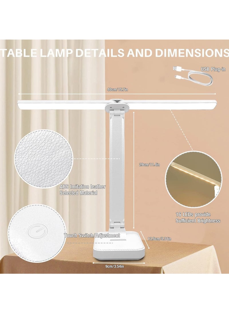 Eye Care Rechargeable Computer LED Desk Table Lamp with Touch Control Button and USB Charging Port Bedside Table Lamp for Reading Study for Kids Home Office