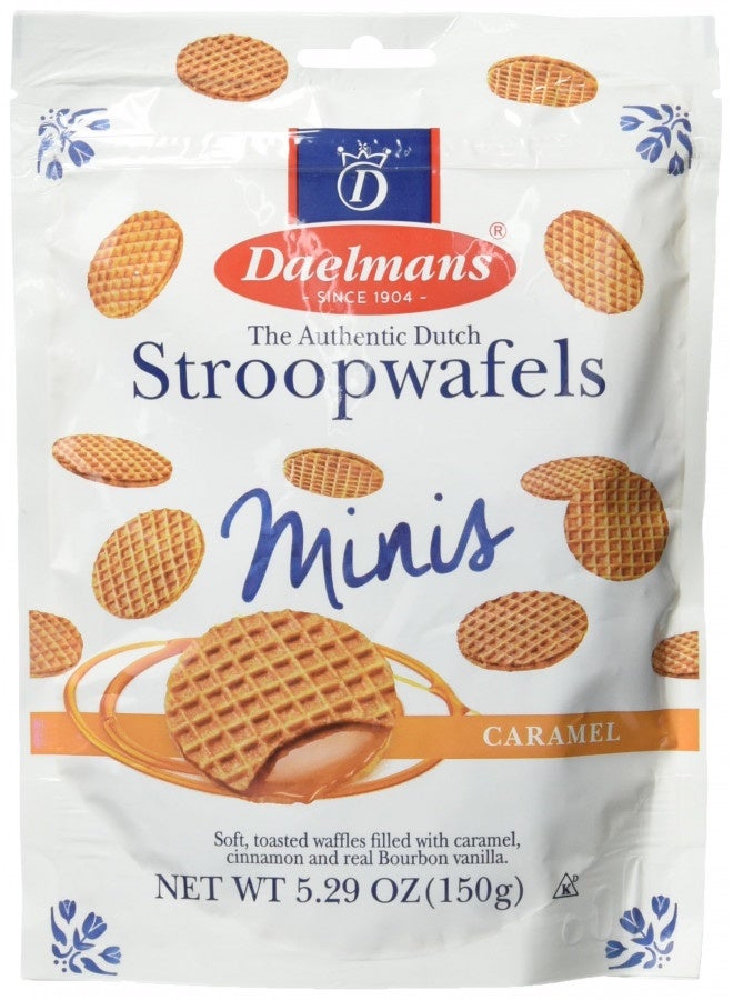 Daelmans Daelmans Stroopwafels, Dutch Waffles Soft Toasted, Caramel, Office Snack, Mini Size, Kosher Dairy, Authentic Made In Holland, 1 Pouch, 5.29 Oz  - Image 1