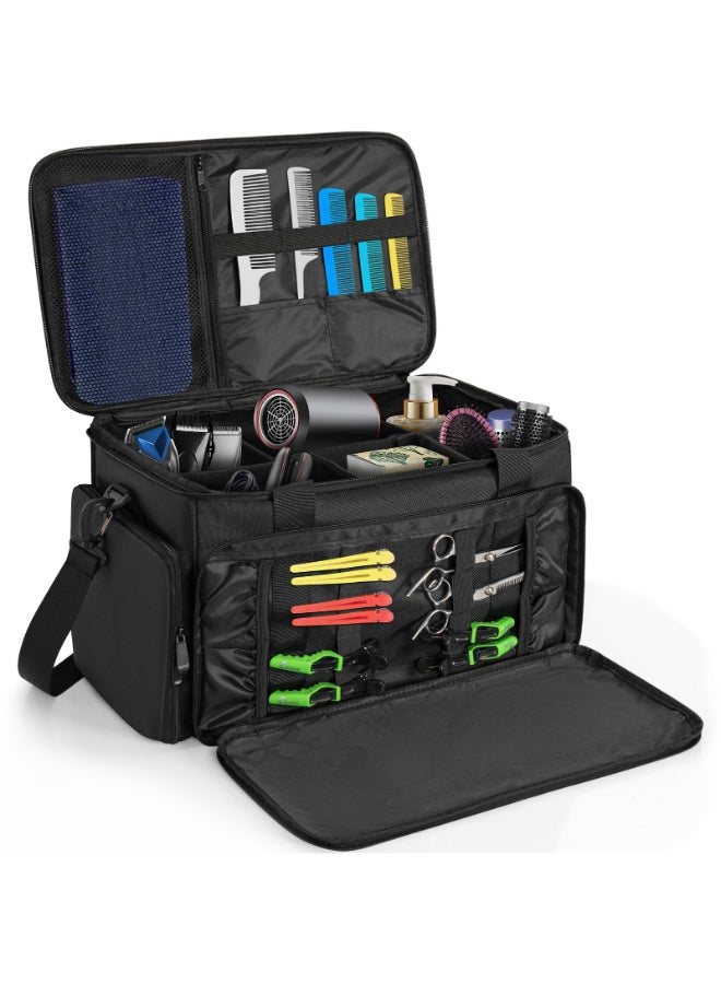 TORIBIO Large Capacity Hairdresser Bag with Adjustable Dividers Barber Carrying Bag Barber Travel Case Organizer for Clippers and Supplies Holds Various Hair Cutting Tools - Image 2