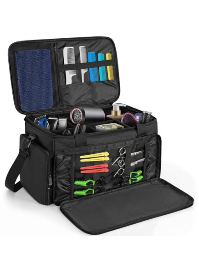 TORIBIO Large Capacity Hairdresser Bag with Adjustable Dividers Barber Carrying Bag Barber Travel Case Organizer for Clippers and Supplies Holds Various Hair Cutting Tools - Image 1