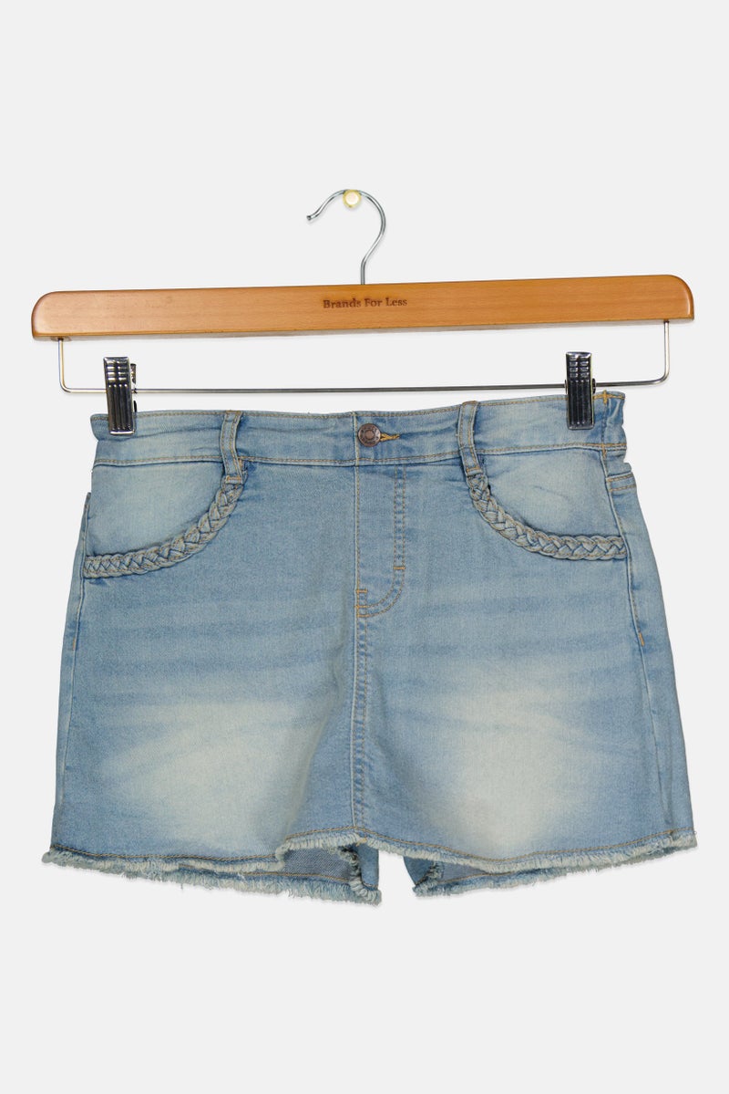 LUCKY BRAND Kids Girl Washed Denim Skorts, Wash Blue  - Image 1