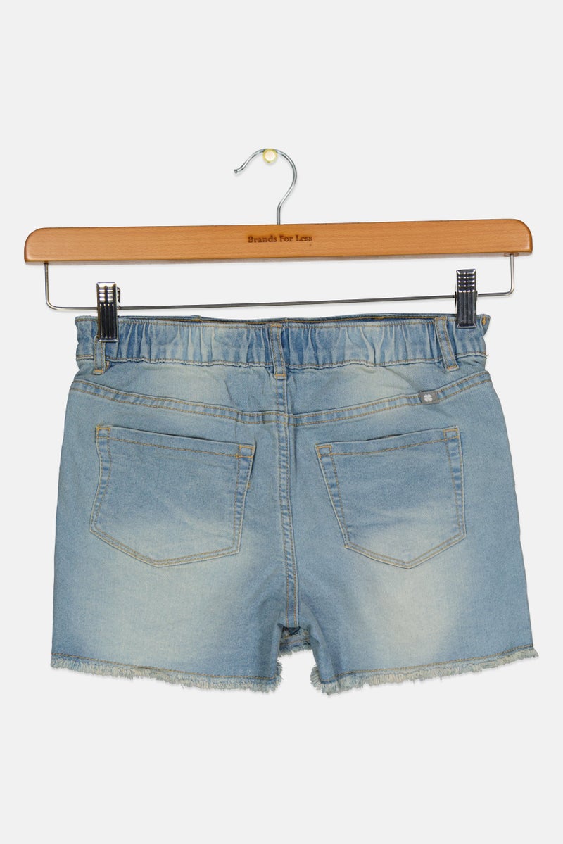 LUCKY BRAND Kids Girl Washed Denim Skorts, Wash Blue  - Image 2