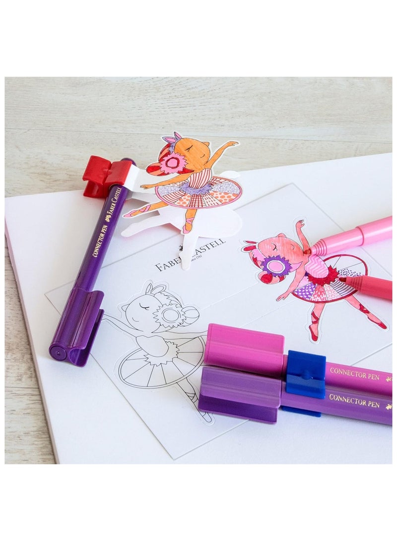 FABER-CASTELL 20-Piece Felt Colouring Pens With Connector Caps And Creative Tips Booklet Pastel Colours - Image 2
