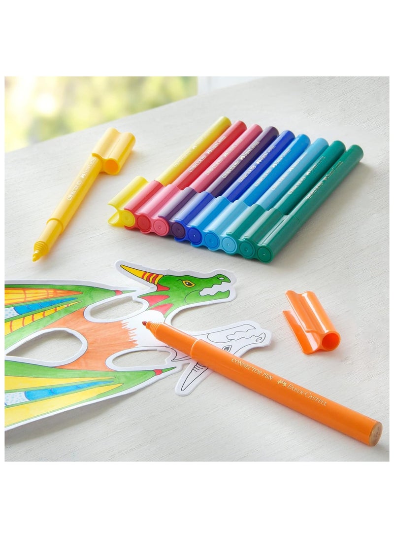 FABER-CASTELL 20-Piece Felt Colouring Pens With Connector Caps And Creative Tips Booklet Pastel Colours - Image 4