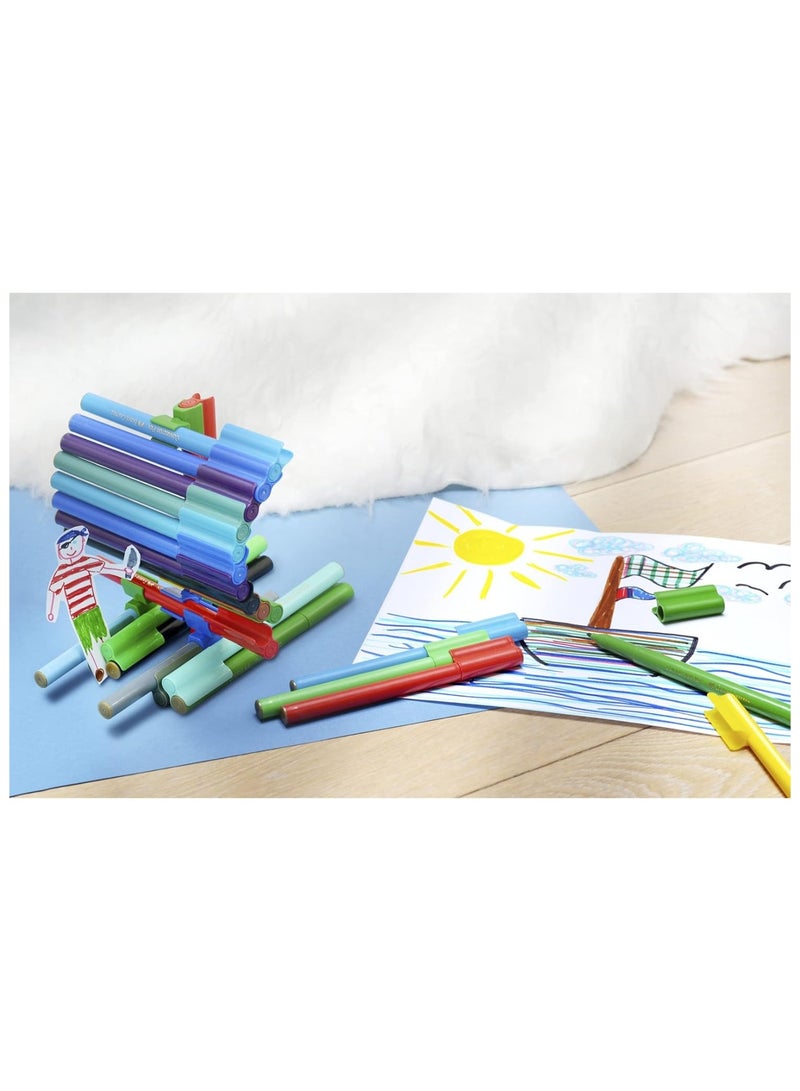 FABER-CASTELL 20-Piece Felt Colouring Pens With Connector Caps And Creative Tips Booklet Pastel Colours - Image 3