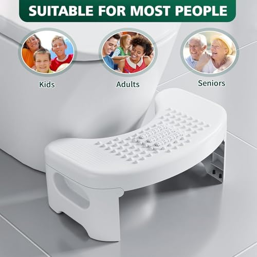 MECHDEL Toilet Squat Stool | Squat Potty | Foot Stool | Step Stool | Potty Stool for Adults | Western Toilet | Scientific Angle | Anti-Slip Stool (White, Foldable : Toilet Stool) - Image 2
