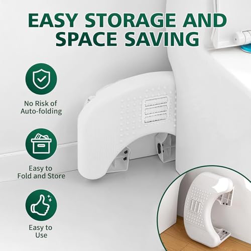 MECHDEL Toilet Squat Stool | Squat Potty | Foot Stool | Step Stool | Potty Stool for Adults | Western Toilet | Scientific Angle | Anti-Slip Stool (White, Foldable : Toilet Stool) - Image 4