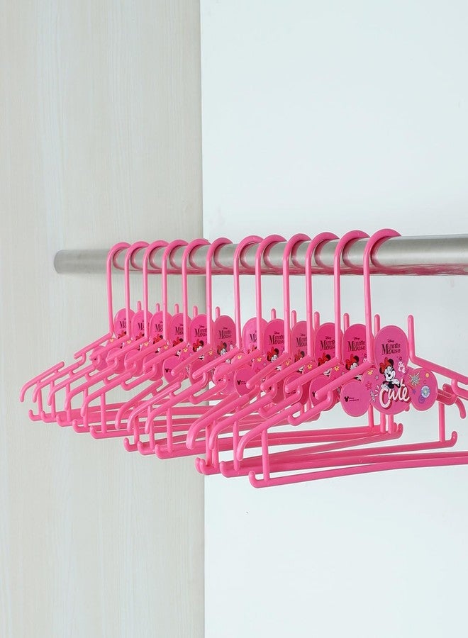 Gluman Kids Hanger | Plastic Baby Clothes Hanger | Hanger for Wardrobe | Kids Hangers for Clothes | Hanger for Clothes | Disney Minnie Cria Kids Hangers | 12 Piece | Pink - Image 1