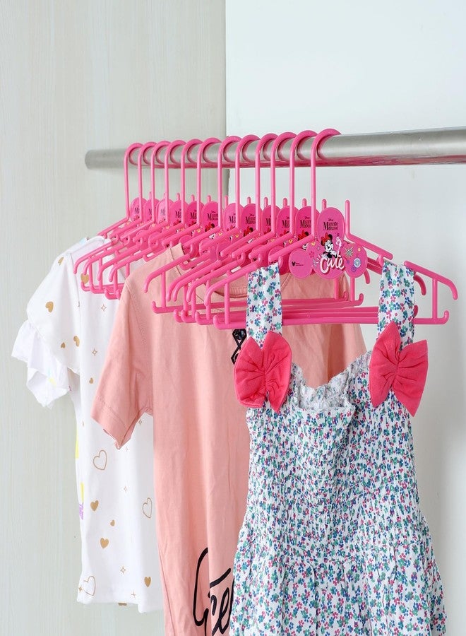Gluman Kids Hanger | Plastic Baby Clothes Hanger | Hanger for Wardrobe | Kids Hangers for Clothes | Hanger for Clothes | Disney Minnie Cria Kids Hangers | 12 Piece | Pink - Image 2