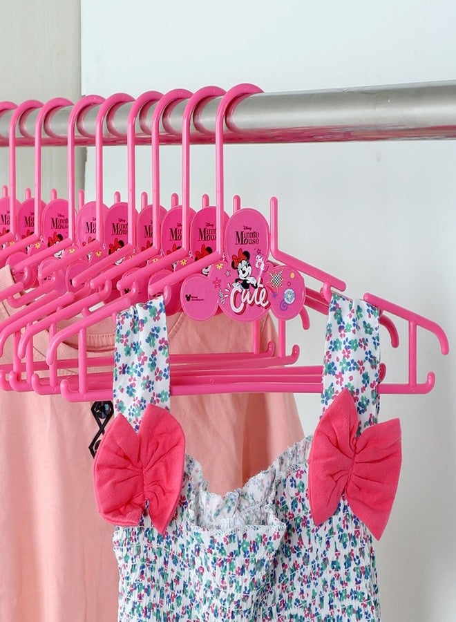 Gluman Kids Hanger | Plastic Baby Clothes Hanger | Hanger for Wardrobe | Kids Hangers for Clothes | Hanger for Clothes | Disney Minnie Cria Kids Hangers | 12 Piece | Pink - Image 3