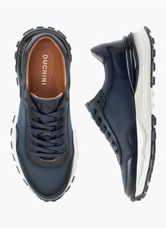 DUCHINI Mens Textured Lace-Up Low Ankle Sneakers  - Image 2