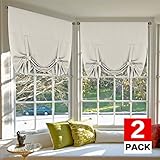 H.VERSAILTEX H.VERSAILTEX Blackout Energy Efficient Tie Up Shades Home Decor Rod Pocket Panels for Small Window (42W x 63L, Cream, 2  - Image 1