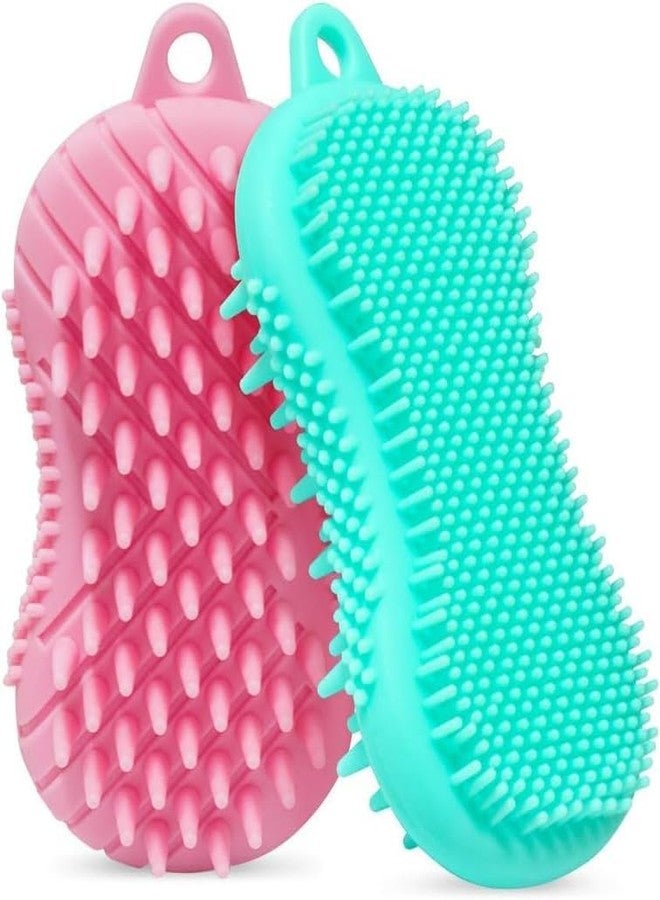 Dkriva® 3 in 1 Bath -Silicone Body Scrubber and Shampoo Brush Silicone Bath Body Brush with Soft Brush Head and Hard Massage Ball for Skin Exfoliation (1Pcs) (Multicolor) - Image 1
