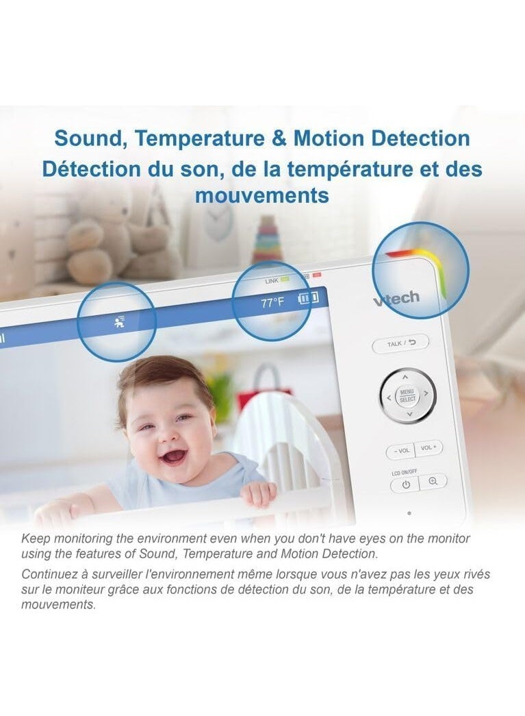 في تك جهاز مراقبة الطفل الذكي بدقة 1080 بكسل من في تيك، بخاصية واي فاي وخاصية الدوران بزاوية 360 درجة مع شاشة عالية الدقة 720 بكسل مقاس 12.7 سم وضوء ليلي، موديل RM5766HD - Image 3