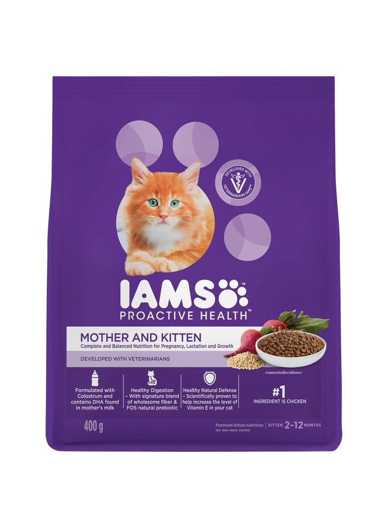 Iams Mother And Kitten Compelete Balanced Nutrition For Pragnancy Lactation Growth 400g  - Image 1