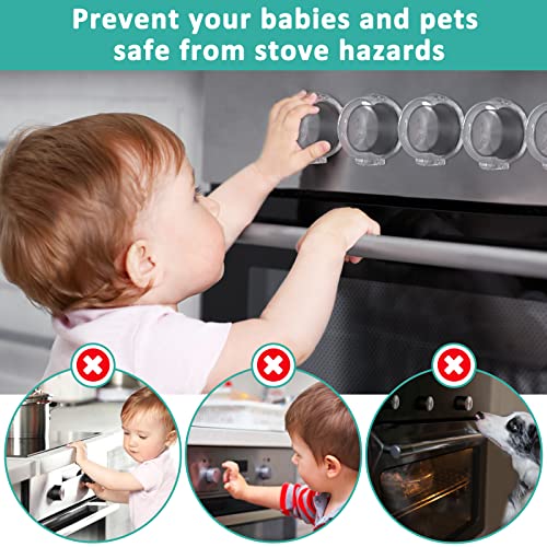 Babepai Stove Knob Covers for Child Safety 5 Packs Babepai Upgraded Double-Key Design Universal Size Baby Safety Gas Oven Knob Covers Stove Guard Kid Proofing - Image 3