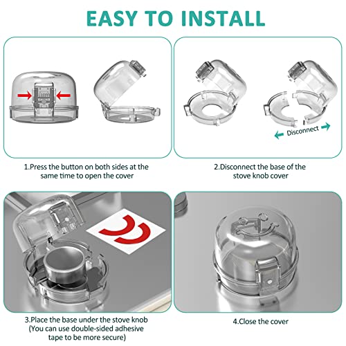 Babepai Stove Knob Covers for Child Safety 5 Packs Babepai Upgraded Double-Key Design Universal Size Baby Safety Gas Oven Knob Covers Stove Guard Kid Proofing - Image 5