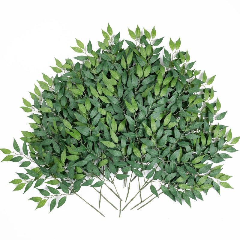 mizii 24pcs Italian Ruscus Artificial Greenery Stems Silk Green Leaves 20in Fake Spray Plants Stem Garland Greenery Decoration for Centerpieces Wedding Arch Flower Bouquet Table Room Wall Decor 24 - Image 2
