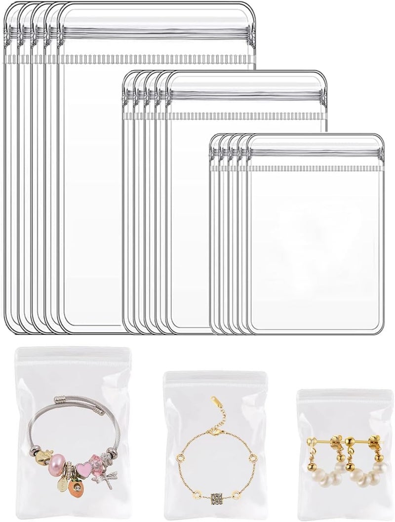 CLENEA 30pcs 3 Sizes Clear Jewelry Organizer, Earring Ring Necklace Storage Bags Travel, Anti Tarnish Protect Jewelry Storage Pouches, PVC Earrings Rings Bracelets Necklaces Storage Bags - Image 1