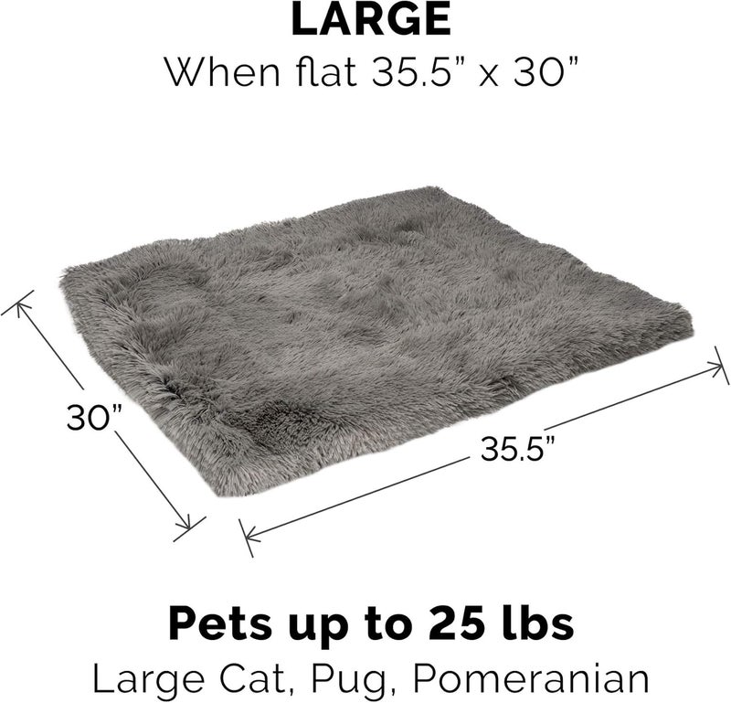 Furhaven Self-Warming Cat Bed for Indoor Cats, 4-Beds-in-1 & Washable - Plush Long Faux Fur Convertible Cuddler - Gray, Large, 35.5"L x 30.0"W x 0.5"Th - Image 3