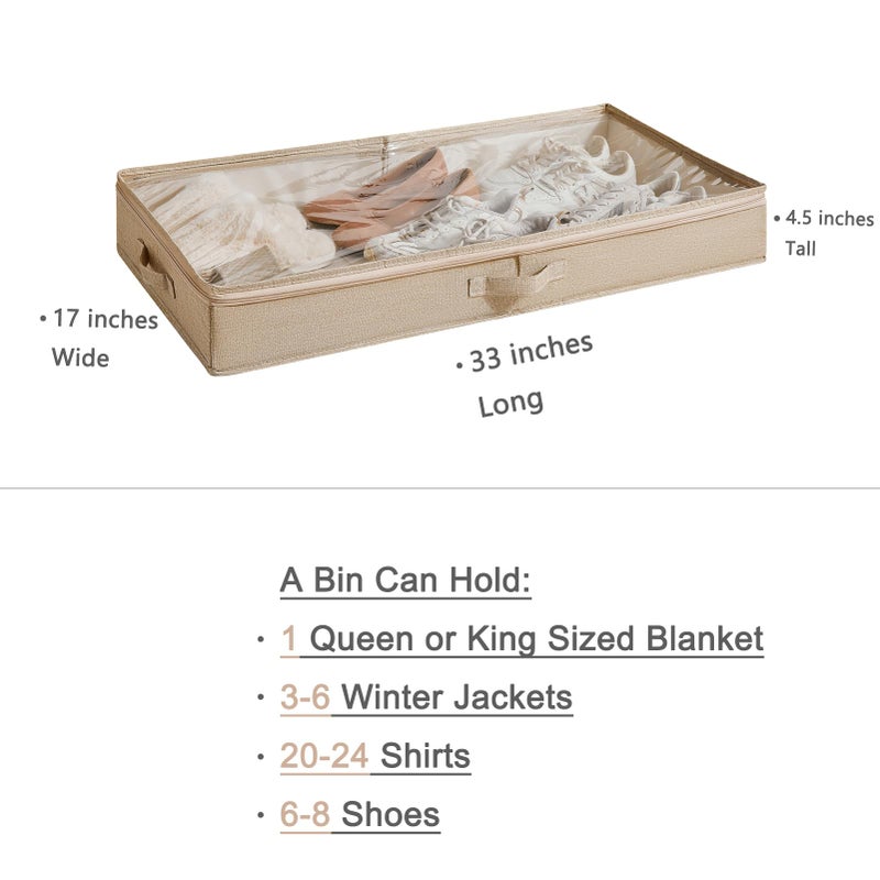 Berdeng 3 Pack Under Bed Storage Containers, Low Profile Underbed Shoes and Clothes Storage Organizer with Sturdy Sidewalls/Bottom, Large Dorm Storage Bins,33 * 17 * 4.5 inches,45L - Image 3