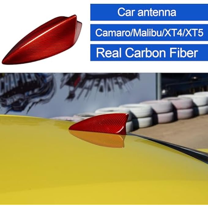 rayihni Compatible with Chevrolet/Chevy Shark Fin Antenna Cover,Car Toppers Roof Aerials Base Trim,Real Carbon Fiber for Camaro 2016-2023/Malibu 2019-2022/Cadillac XT4/XT5 Interior Accessories,Red - Image 3