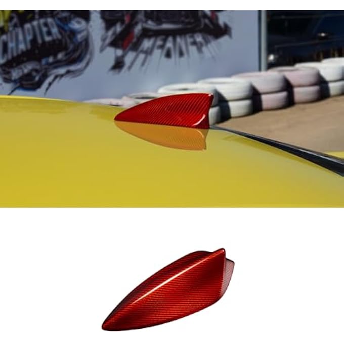 rayihni Compatible with Chevrolet/Chevy Shark Fin Antenna Cover,Car Toppers Roof Aerials Base Trim,Real Carbon Fiber for Camaro 2016-2023/Malibu 2019-2022/Cadillac XT4/XT5 Interior Accessories,Red - Image 1