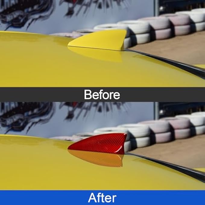 rayihni Compatible with Chevrolet/Chevy Shark Fin Antenna Cover,Car Toppers Roof Aerials Base Trim,Real Carbon Fiber for Camaro 2016-2023/Malibu 2019-2022/Cadillac XT4/XT5 Interior Accessories,Red - Image 2
