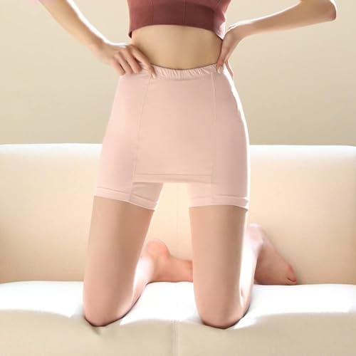Sizi Double-Layer Front Crotch Ice Silk Safety Shorts,Women Seamless Safety Pants for Matching Skirts Dresses. (Pink, XL) - Image 2