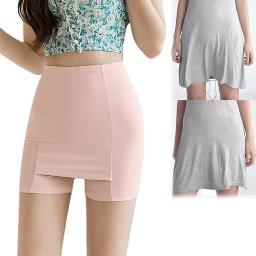Sizi Double-Layer Front Crotch Ice Silk Safety Shorts,Women Seamless Safety Pants for Matching Skirts Dresses. (Pink, XL) - Image 5
