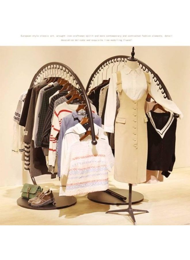 European Iron Coat Rack Floor-standing Clothes Rack Bedroom Clothes Rack Indoor Simple Fashion Clothing Store Display Rack-Color:Large Size 180*170-white  - Image 3
