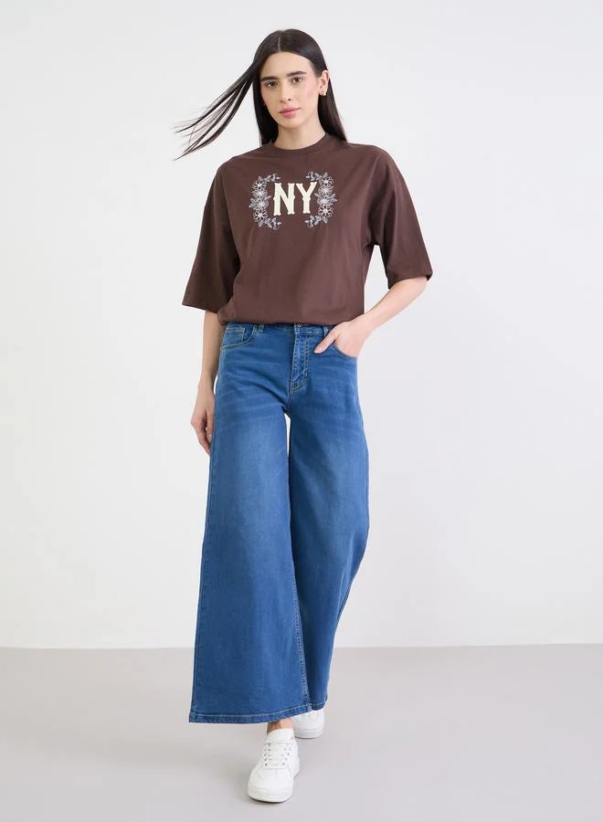 Styli Women Blue Wide Leg Jeans