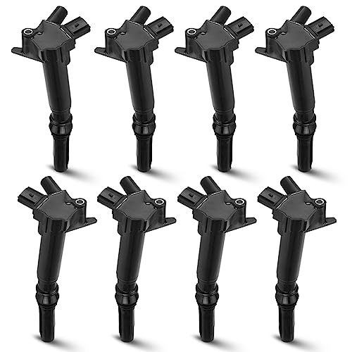 Hurotoms Set of 8 Ignition Coil Pack Compatible with Ford F-150 F-250 F-350 E-350 Super Duty Lobo V8 6.2L, Replace for UF639 UF631 C1800 C1801, Black - Image 1