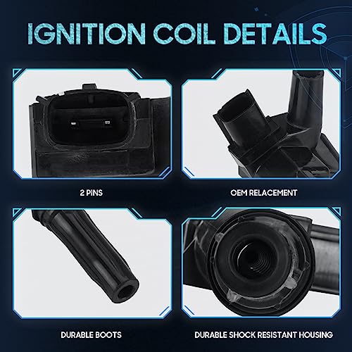 Hurotoms Set of 8 Ignition Coil Pack Compatible with Ford F-150 F-250 F-350 E-350 Super Duty Lobo V8 6.2L, Replace for UF639 UF631 C1800 C1801, Black - Image 4