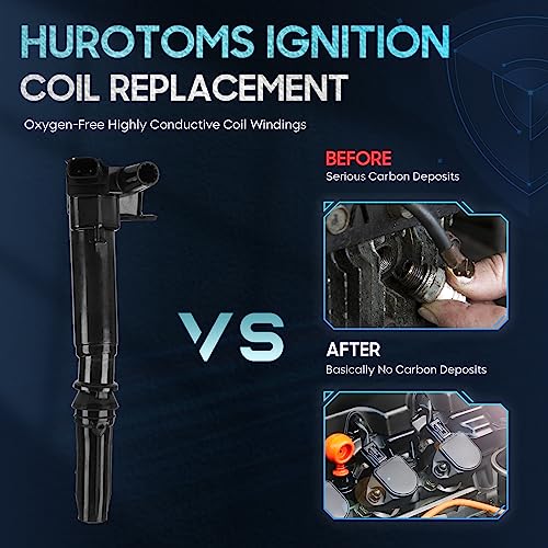 Hurotoms Set of 8 Ignition Coil Pack Compatible with Ford F-150 F-250 F-350 E-350 Super Duty Lobo V8 6.2L, Replace for UF639 UF631 C1800 C1801, Black - Image 5