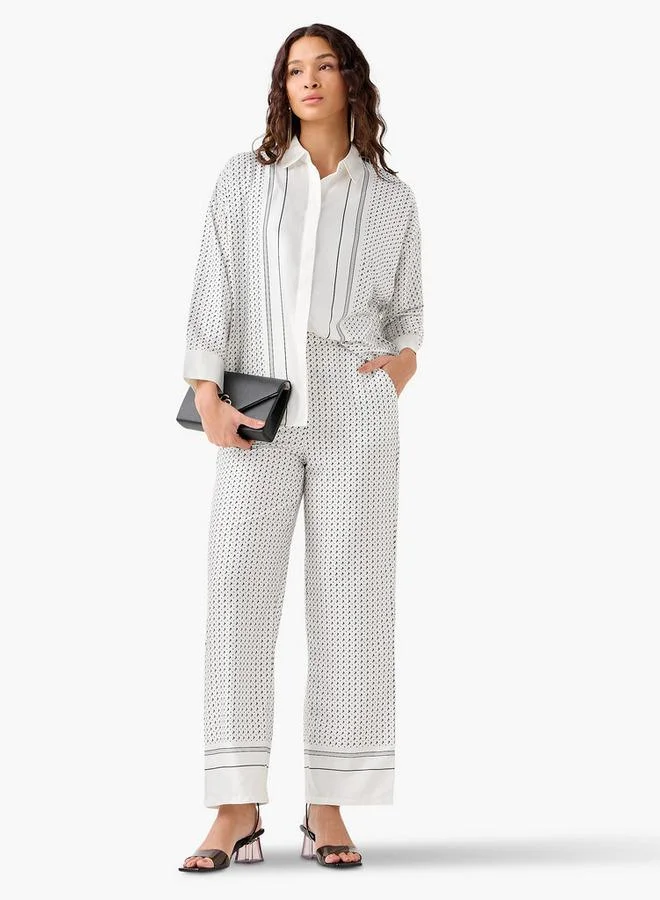Splash FAV Relaxed Fit Printed Shirt with Contrast Collar